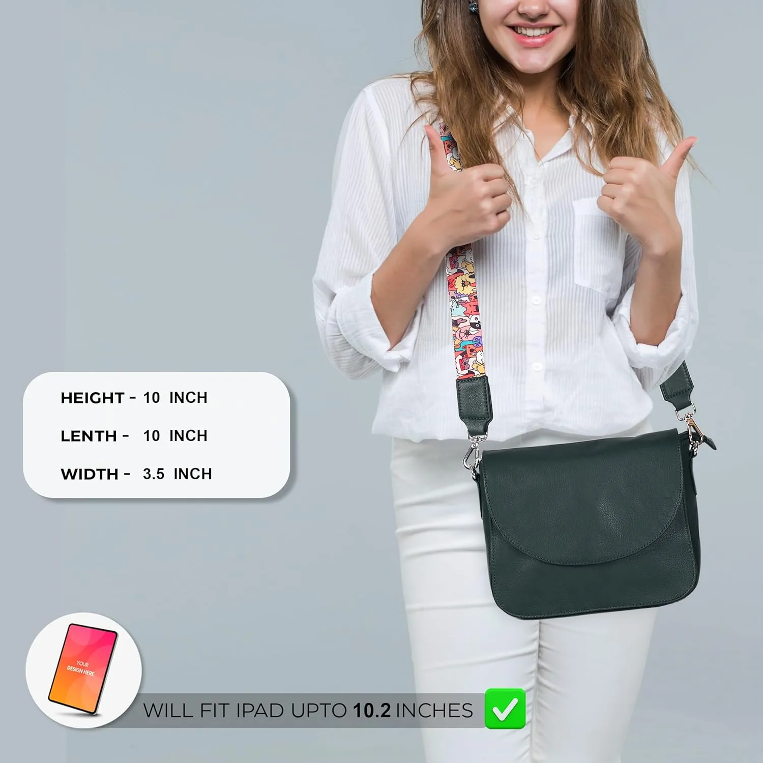 Genuine Leather Shoulder Crossbody Purse For Women with Adjustable Strap, Mobile Pocket & Outside & Inside Zipper
