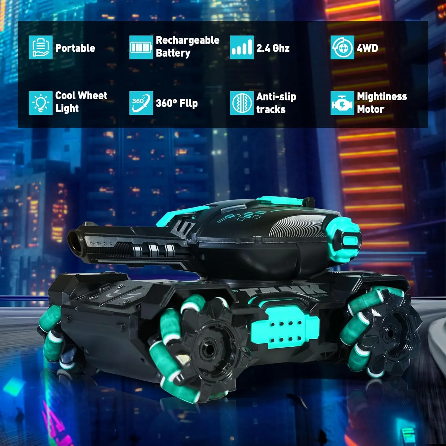 Gesture-Controlled RC Tank for Kids | 4WD 360° Rotating Remote Control Car | Shooting Toy, Glove & Remote Control | Birthday Gifts for Boys and Girls Ages 6-12