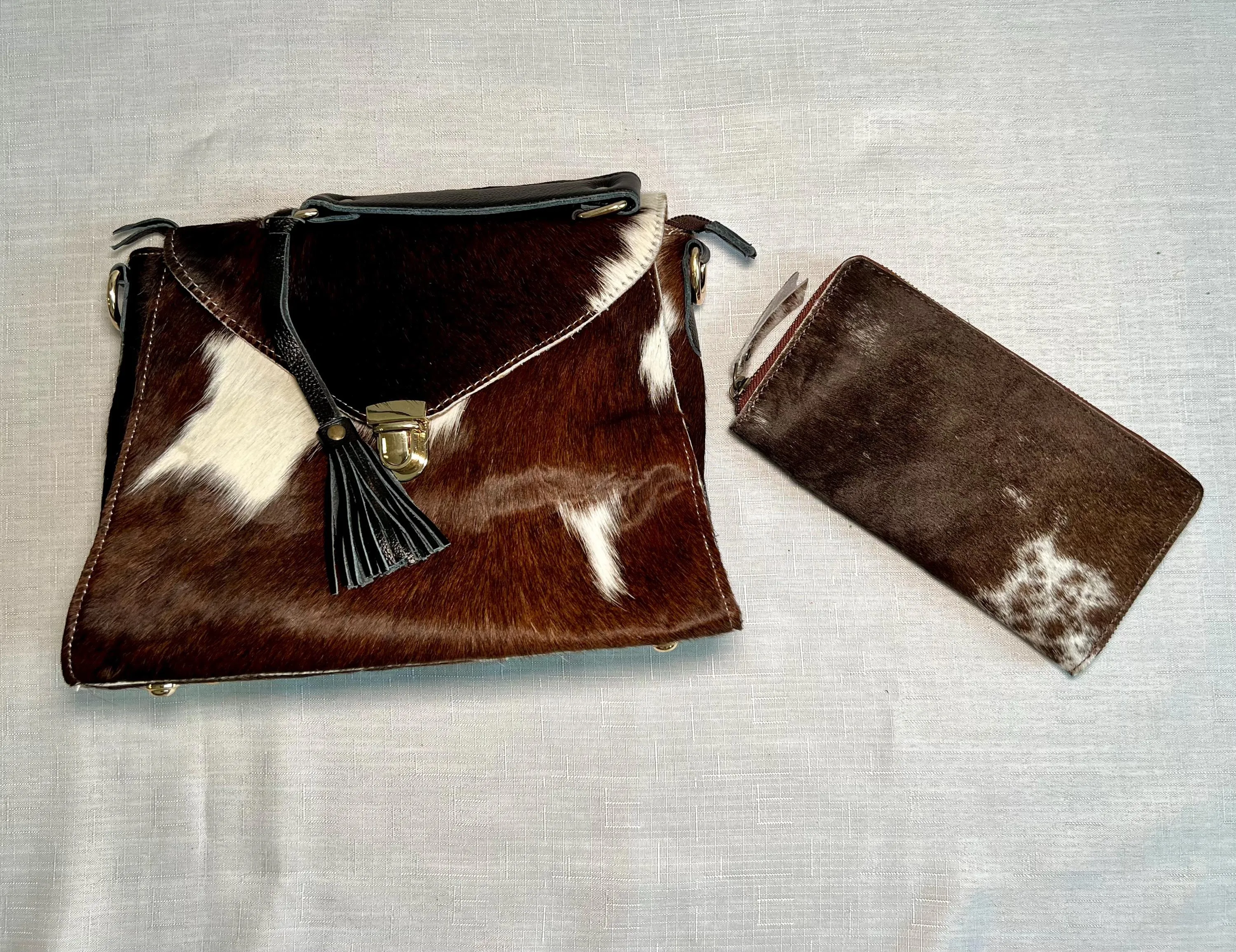 Gift Set- Handbag and Wallet, Real Cowhide & Leather, Premium Handbag, Secure Card Holder, Everyday Purse, Graduation, Mother’s Day, For Her