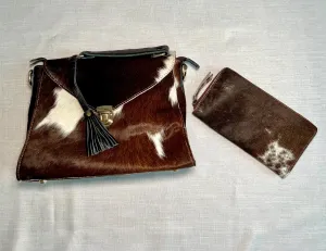 Gift Set- Handbag and Wallet, Real Cowhide & Leather, Premium Handbag, Secure Card Holder, Everyday Purse, Graduation, Mother’s Day, For Her