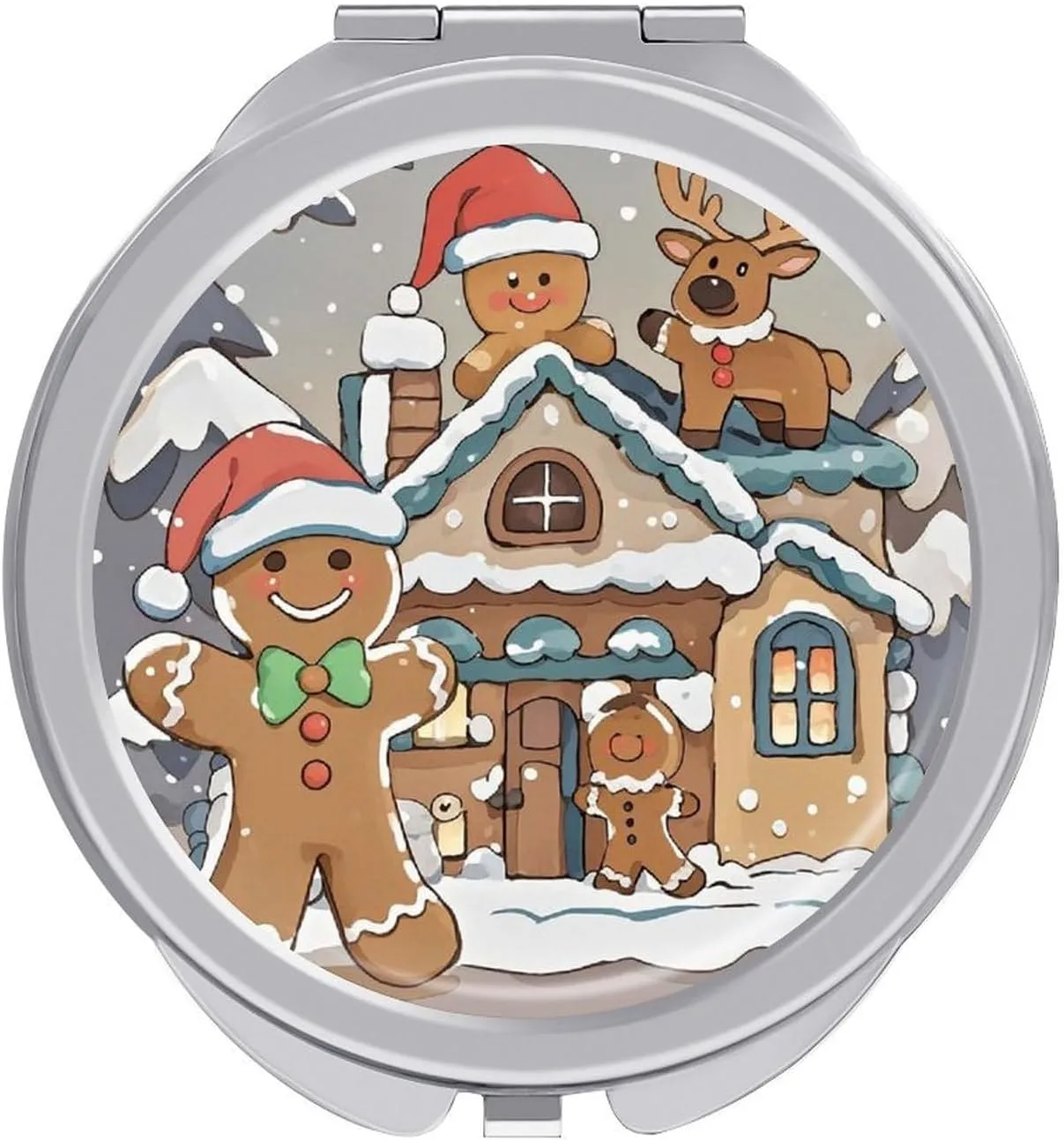 Gingerbread Small Home Portable Makeup Mirror, Sided Travel Hand Mirror Mini Folding Mirror for Precise Makeup Women Daily Use
