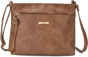 Gladdon Tassels Crossbody Bags for Women Medium Size Leather Shoulder Purse Trendy Soft Travel Shoulder Handbags