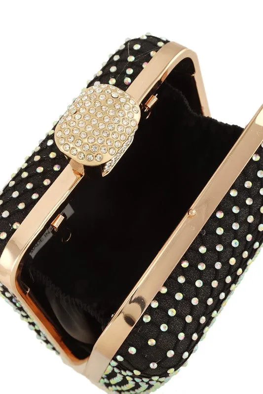 Glamorous Rhinestone-Embellished Square Crossbody Purse