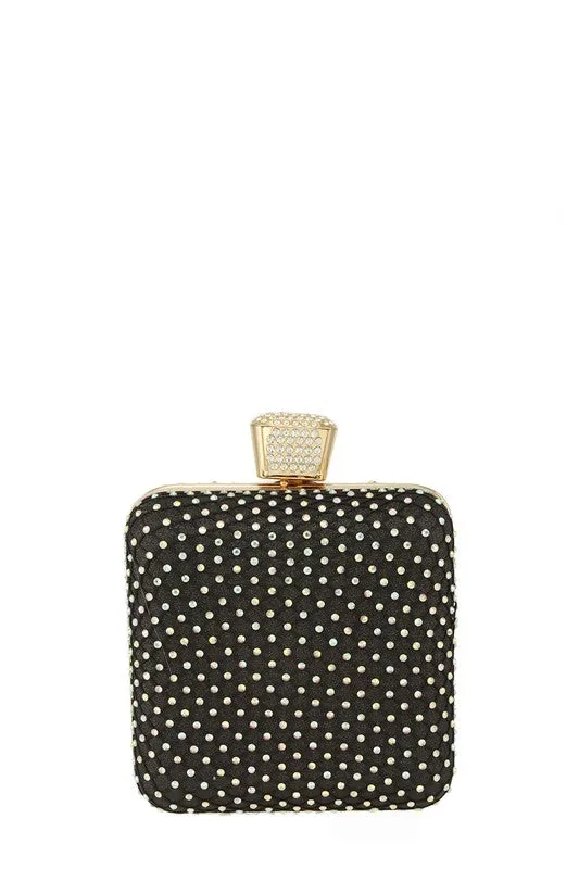 Glamorous Rhinestone-Embellished Square Crossbody Purse
