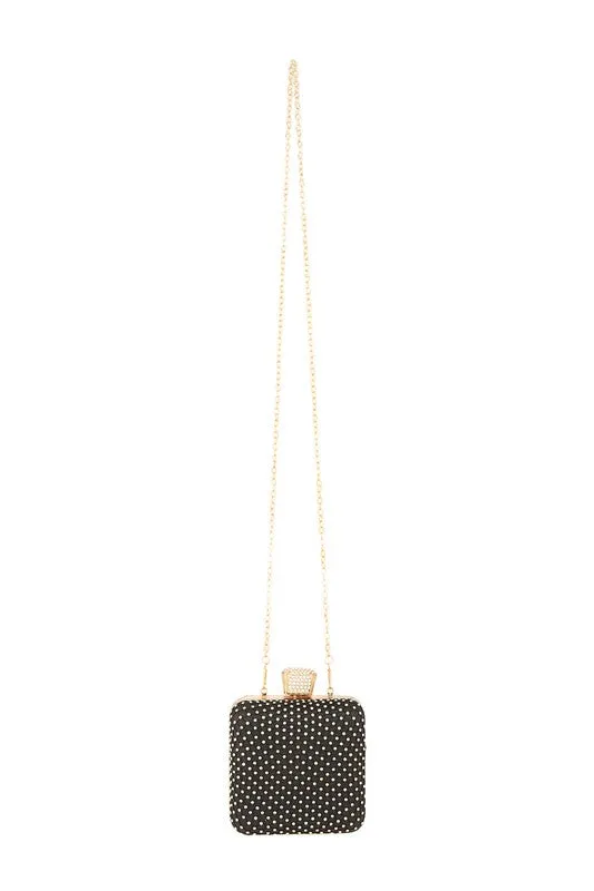 Glamorous Rhinestone-Embellished Square Crossbody Purse