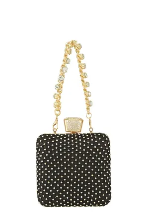 Glamorous Rhinestone-Embellished Square Crossbody Purse
