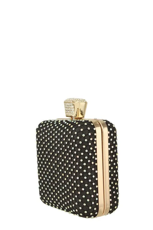 Glamorous Rhinestone-Embellished Square Crossbody Purse