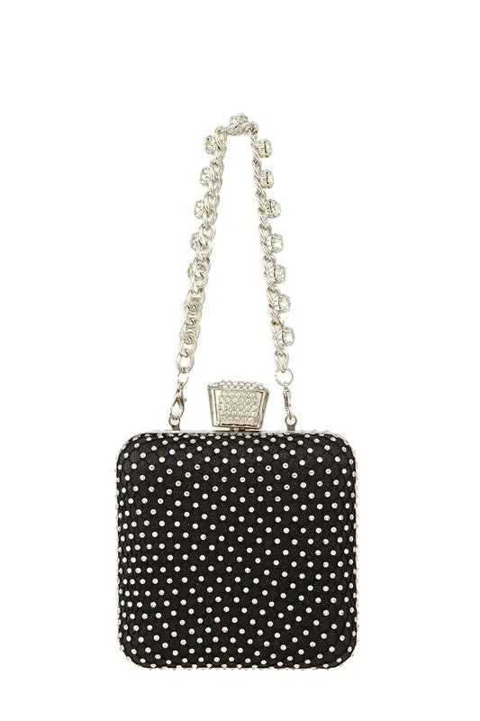 Glamorous Rhinestone-Embellished Square Crossbody Purse