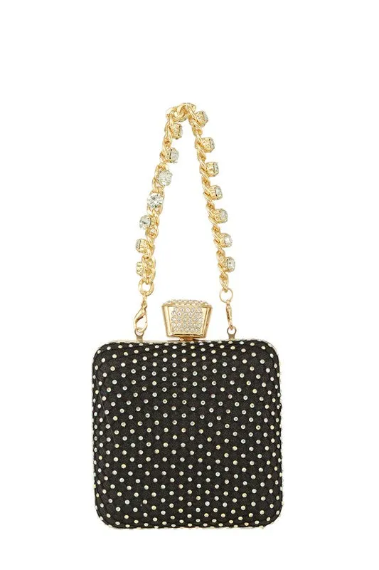 Glamorous Rhinestone-Embellished Square Crossbody Purse