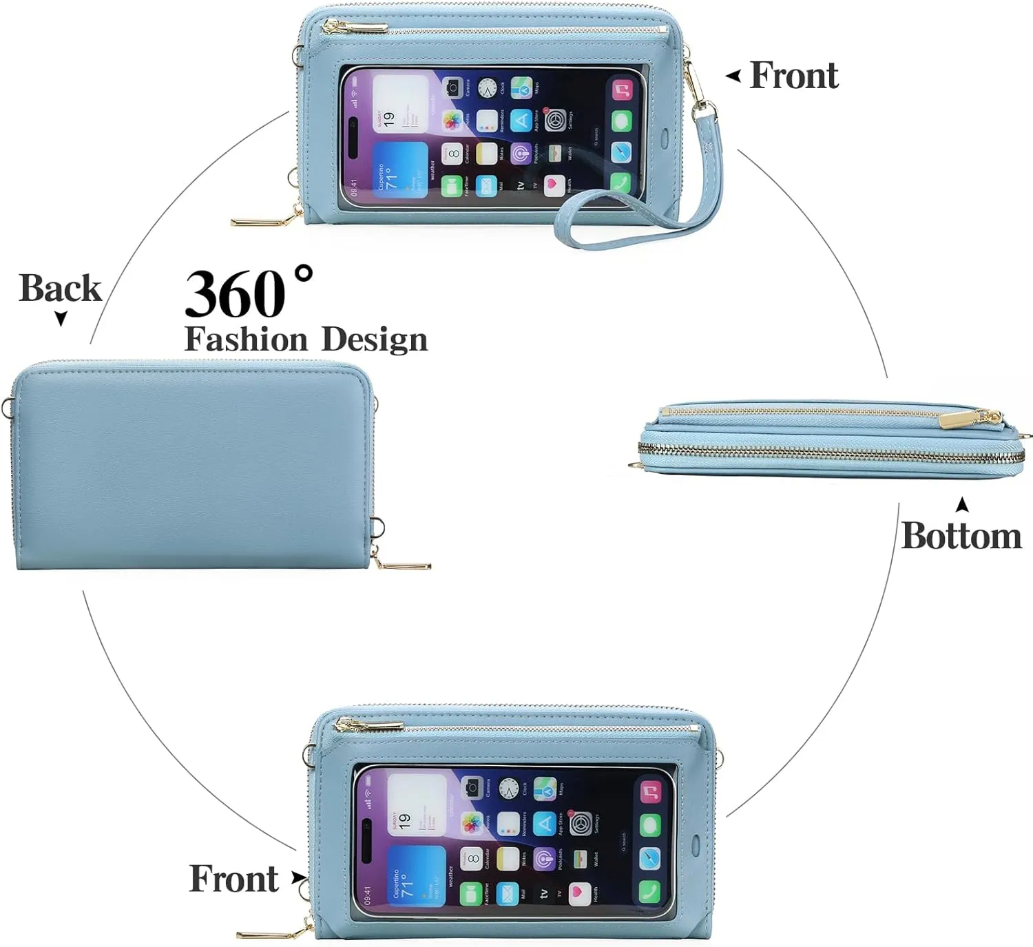 GOIACII Phone Purse Crossbody Bags for Women Small Travel Wallet Touch Screen RFID Blocking