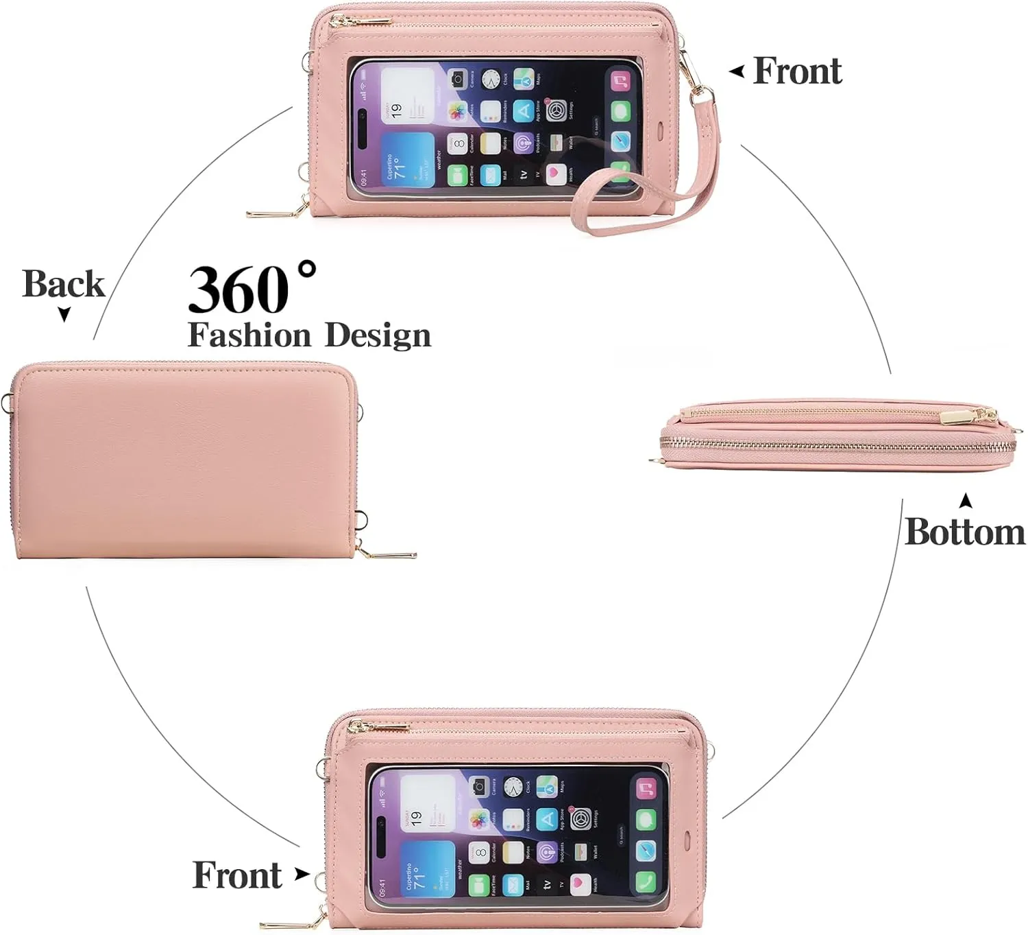 GOIACII Phone Purse Crossbody Bags for Women Small Travel Wallet Touch Screen RFID Blocking
