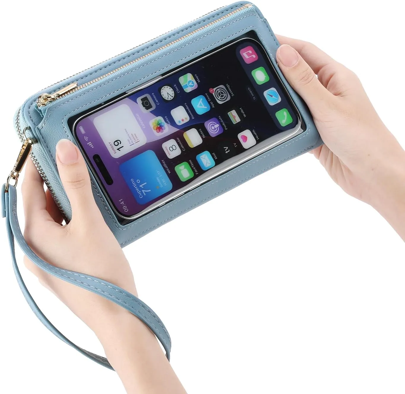 GOIACII Phone Purse Crossbody Bags for Women Small Travel Wallet Touch Screen RFID Blocking