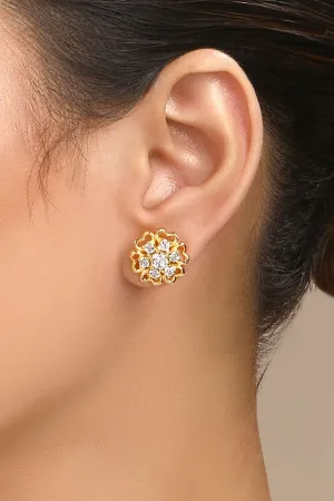 Gold Embellished Floral Studs