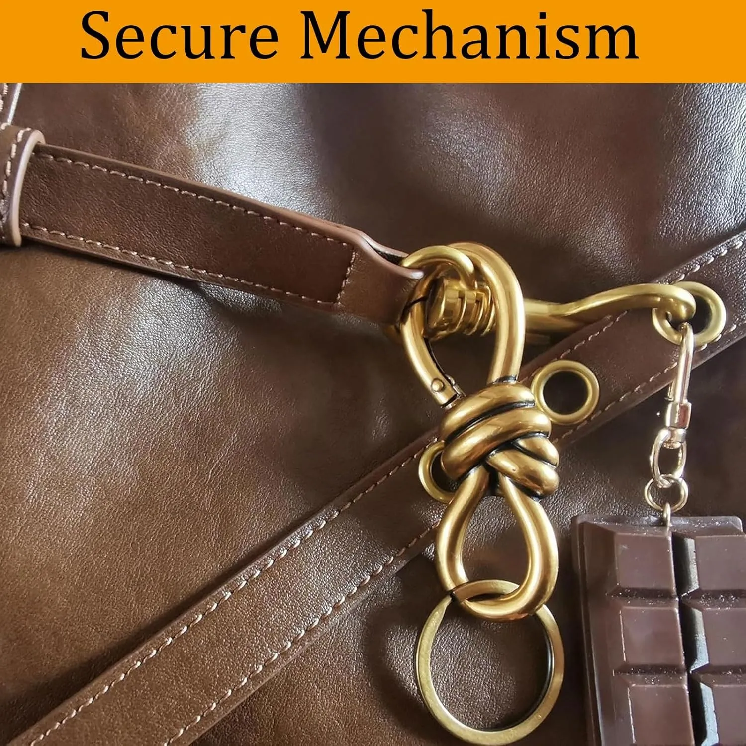 Gold Knot Carabiner, Heavy Duty Snap Hook Key Fob, Hardware Sliding Buckle, Twist Knot Clasp Bag Charm, Keychain Accessories Aesthetic(3pcs Gold)
