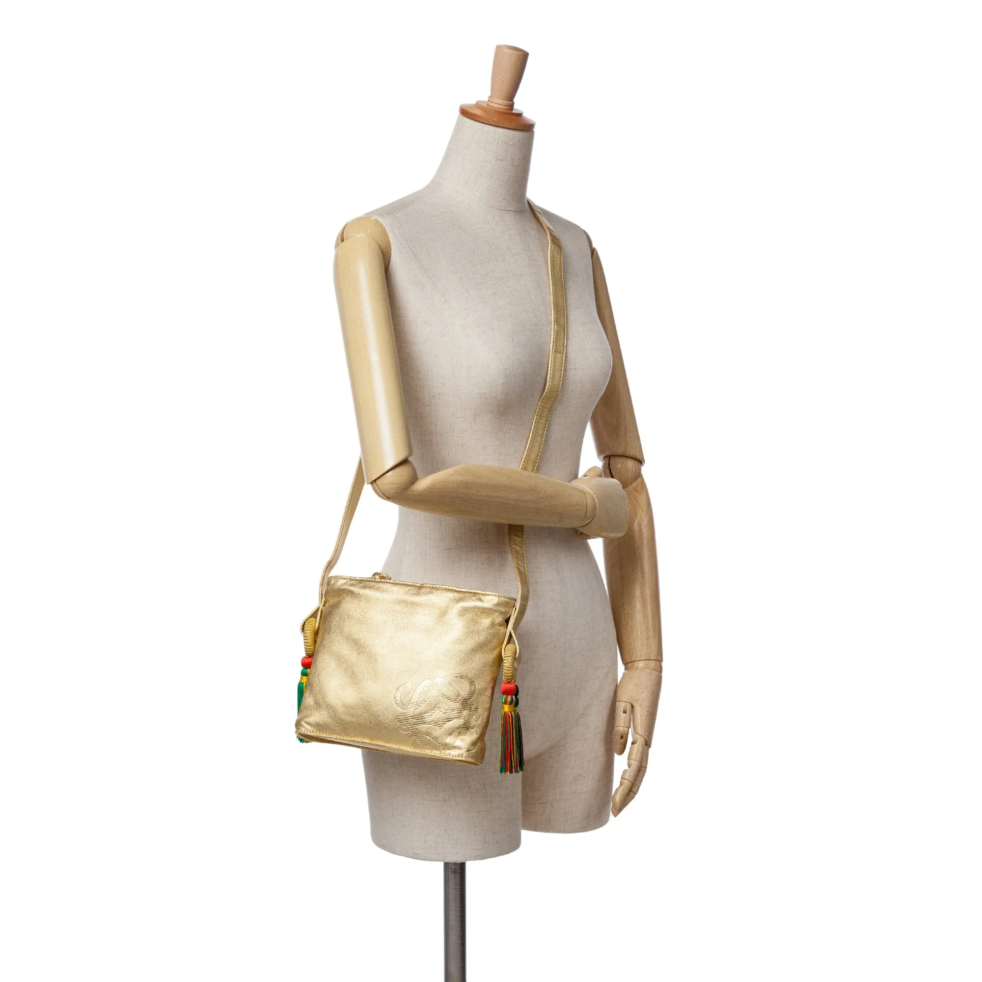 Gold LOEWE Nappa Flamenco Tassel Crossbody