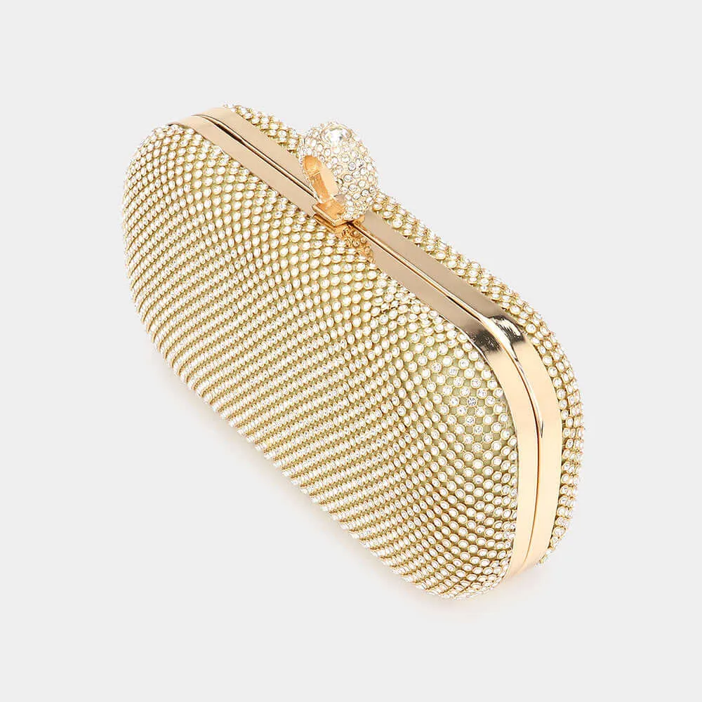 Gold Stone Embellished Evening Clutch / Crossbody Bag