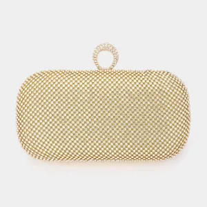 Gold Stone Embellished Evening Clutch / Crossbody Bag