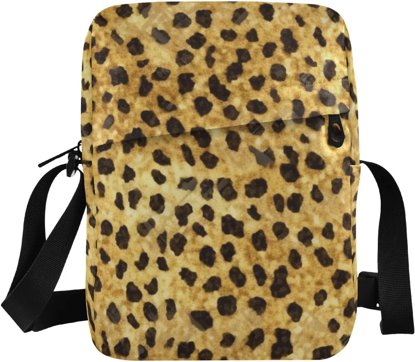 Golden Leopard Dots Crossbody Bag for Women Men, Sling Bag with Adjustable Strap for Women Men Travel 6.6×2.5×9.4 IN