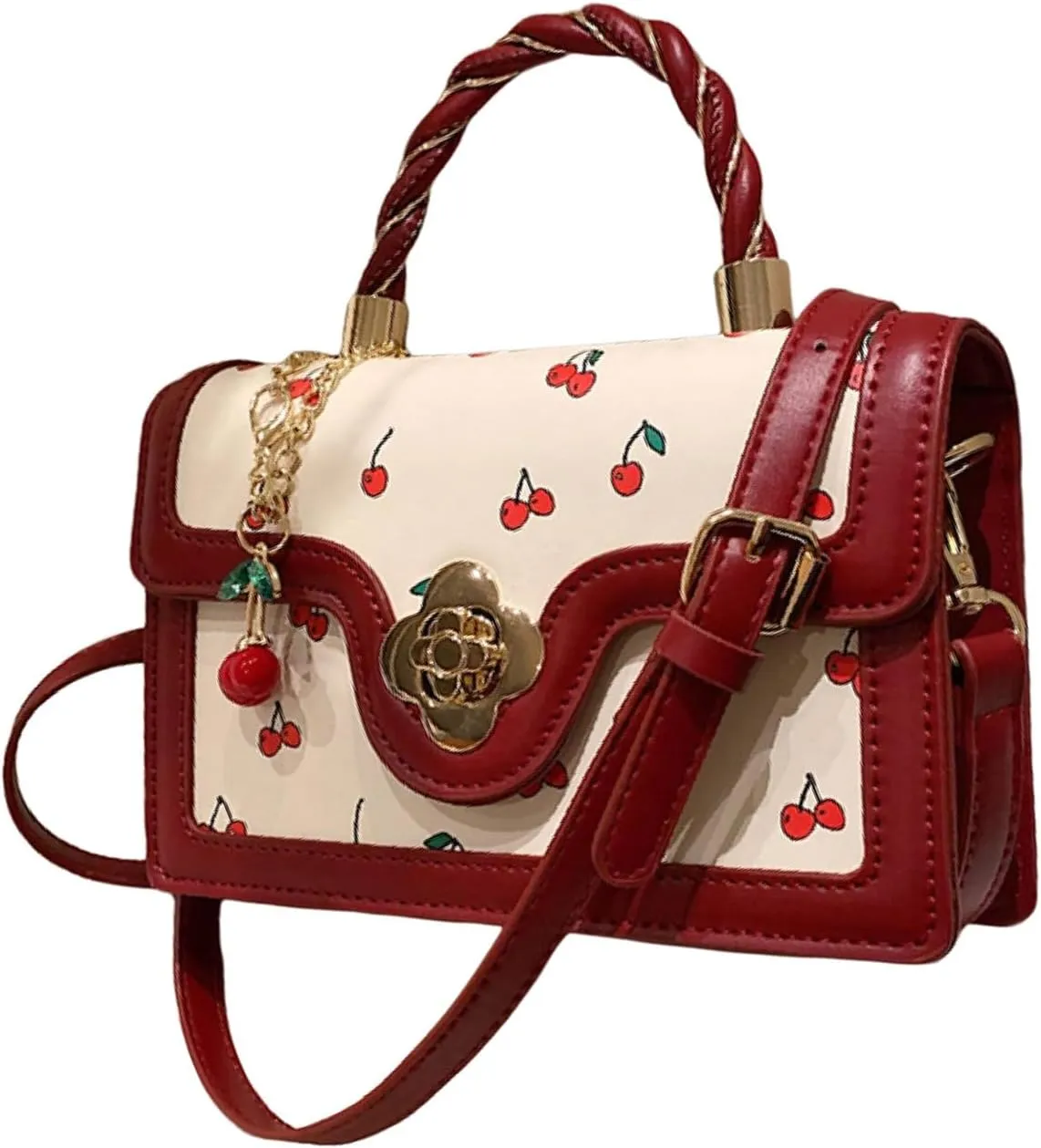 GORGLITTER Women's Cherry Y2k Purse Pu Leather Shoulder Crossbody Bag