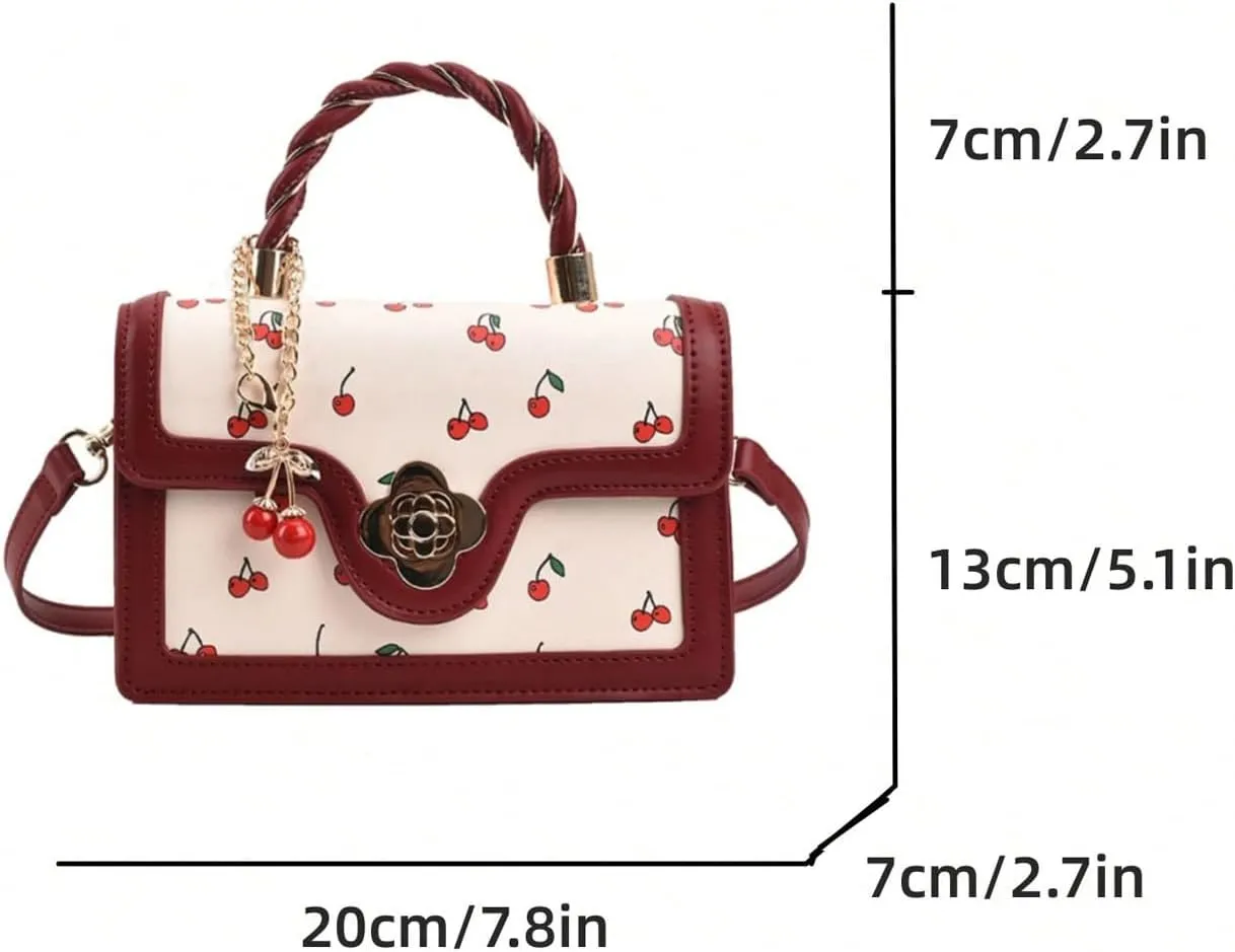 GORGLITTER Women's Cherry Y2k Purse Pu Leather Shoulder Crossbody Bag