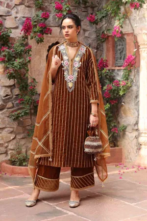 Gota Embroidered Gold Kurta Set