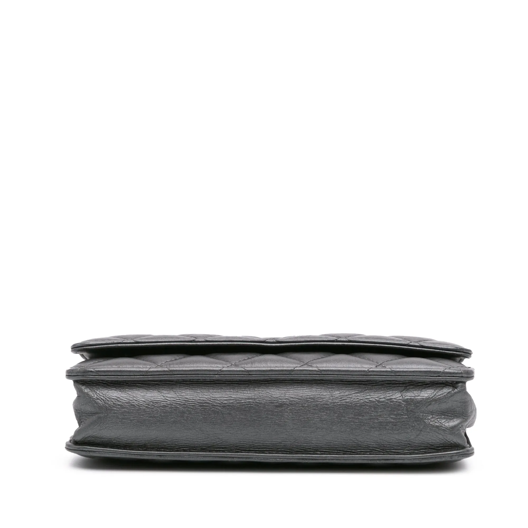 Gray Chanel Quilted Aged Calfskin Tassel Wallet On Chain Crossbody Bag