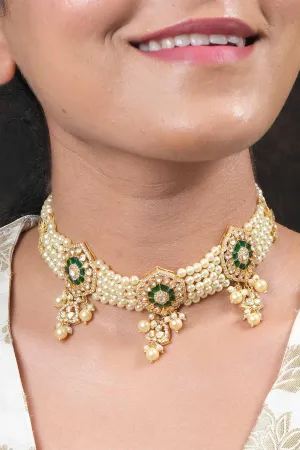Green Embellished Choker Set