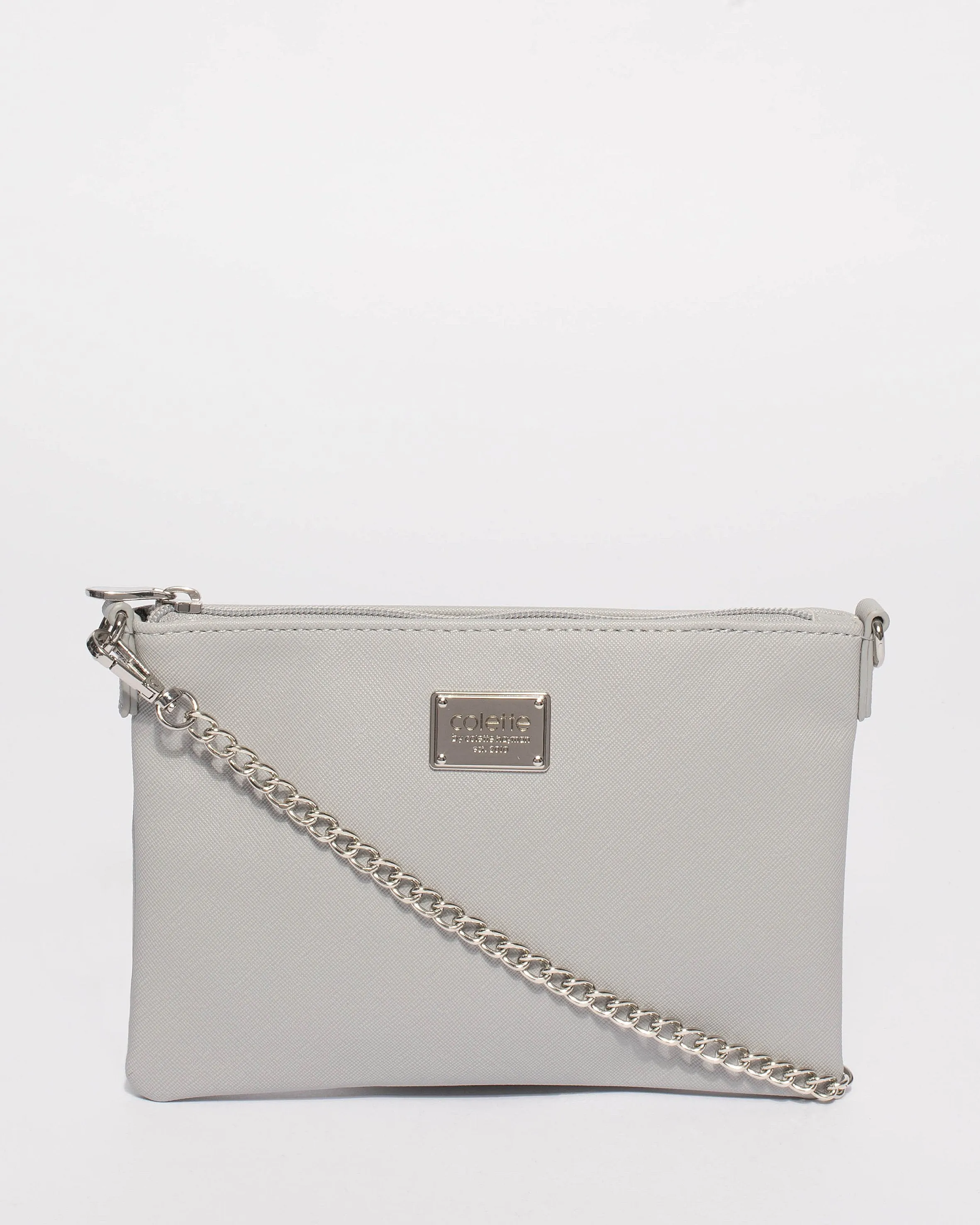 Grey Plain Peta Chain Crossbody Bag