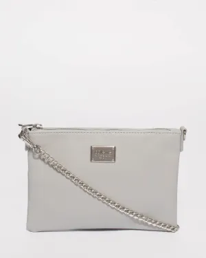 Grey Plain Peta Chain Crossbody Bag