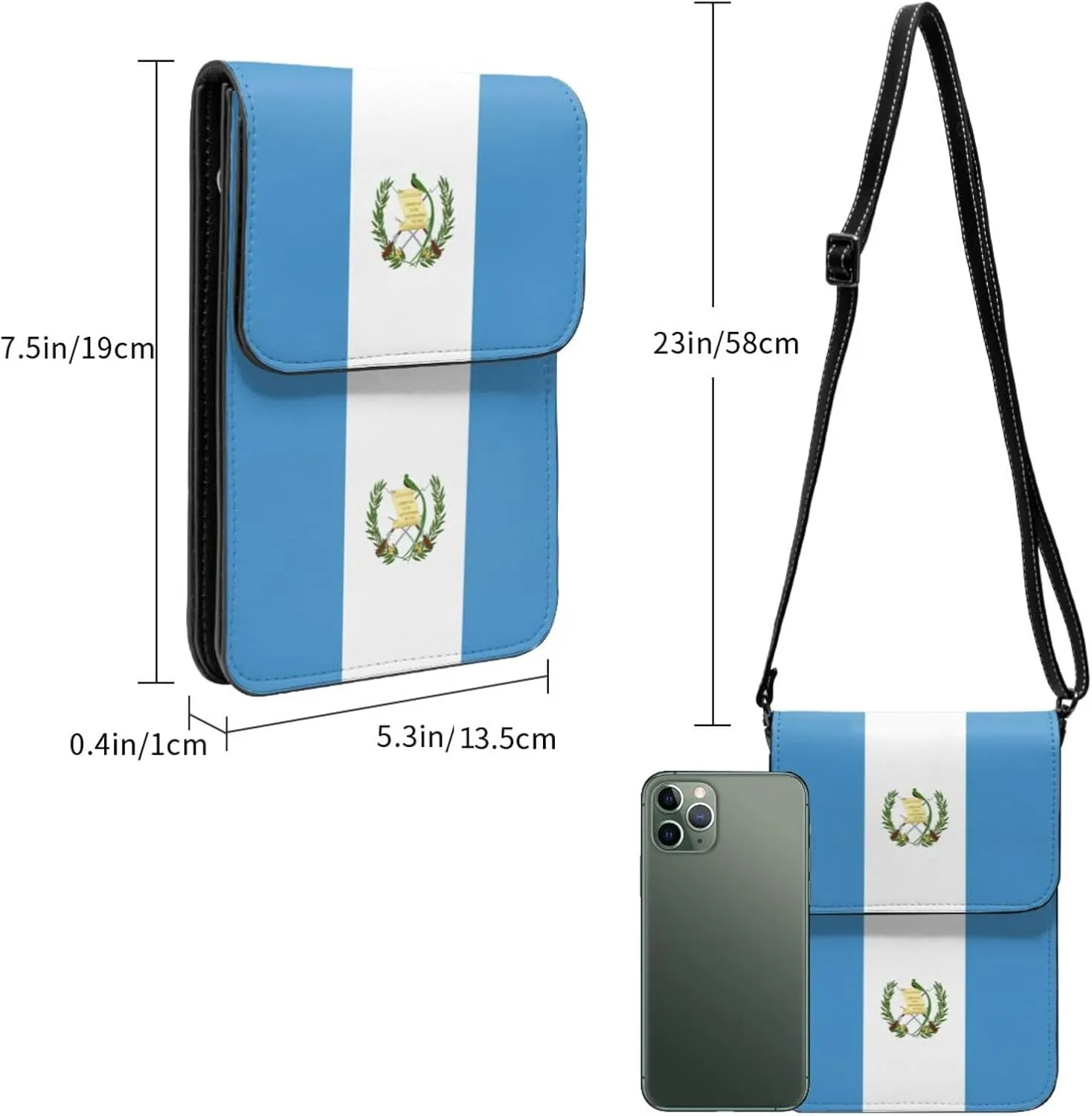 Guatemala Flag Leather Crossbody Cell Phone Purse Small Wallet Bags Adjustable Phone Bag for Women