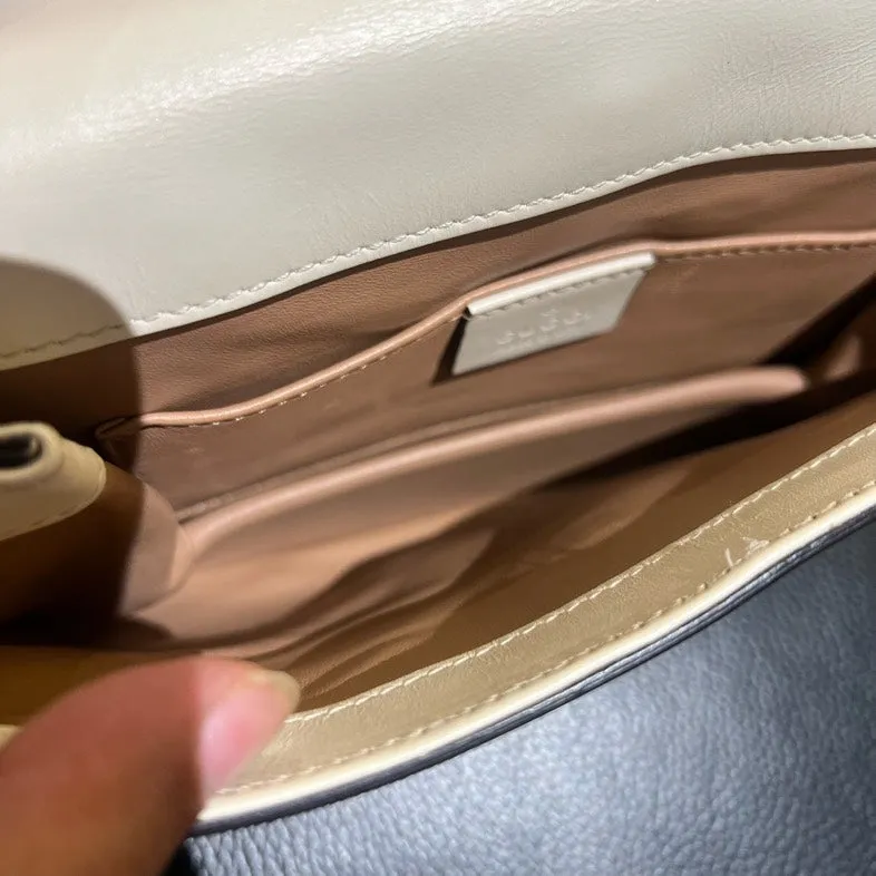 Gucci Broadway White Pearl Embellished Crossbody Bag