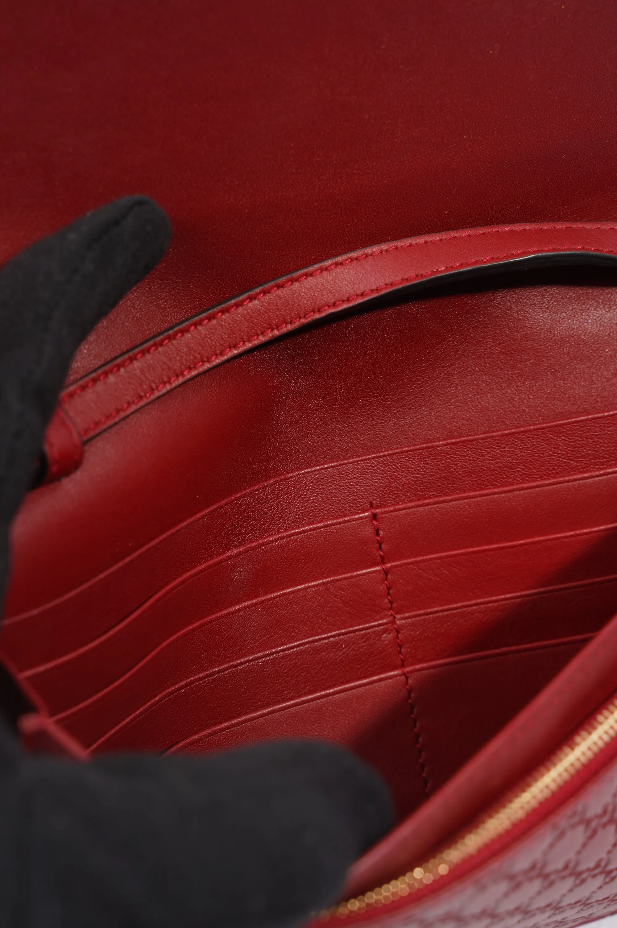 Gucci Womens Micro Guccissima Flap Crossbody Red Leather