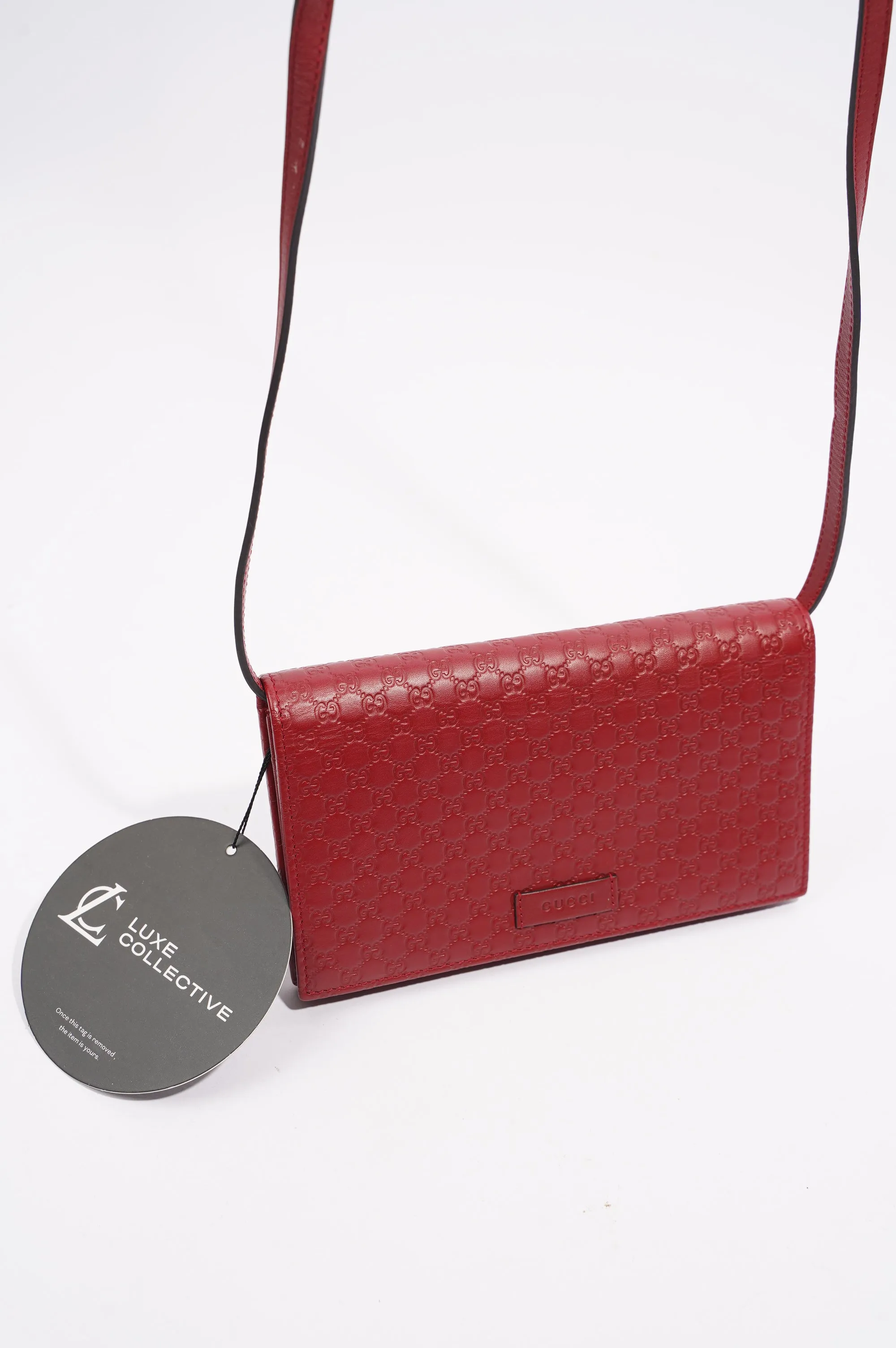 Gucci Womens Micro Guccissima Flap Crossbody Red Leather