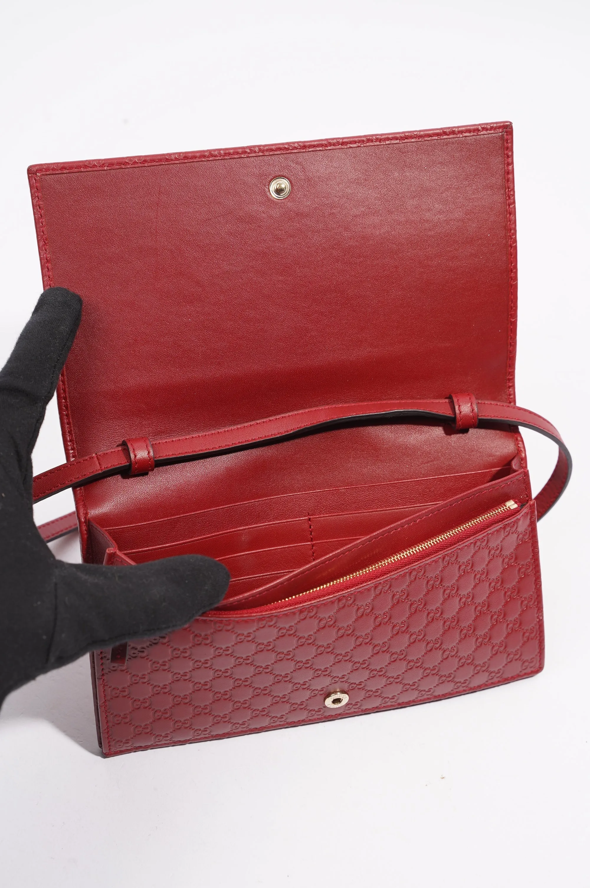 Gucci Womens Micro Guccissima Flap Crossbody Red Leather