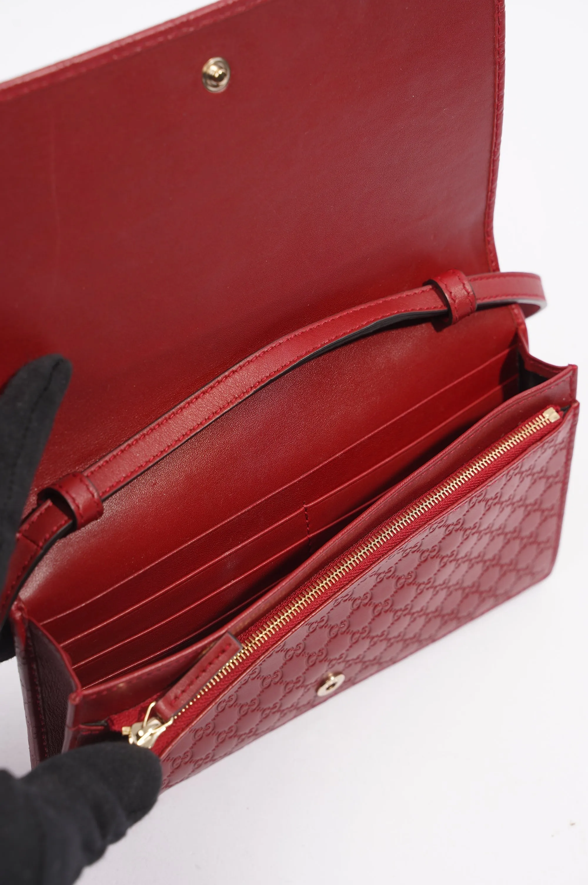 Gucci Womens Micro Guccissima Flap Crossbody Red Leather