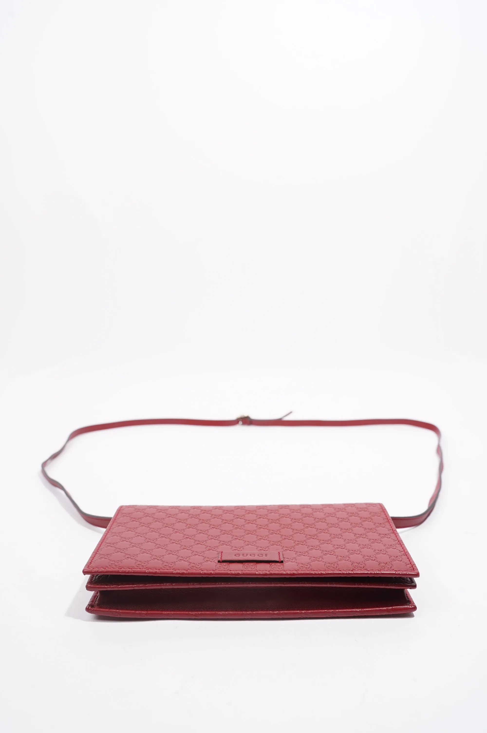 Gucci Womens Micro Guccissima Flap Crossbody Red Leather
