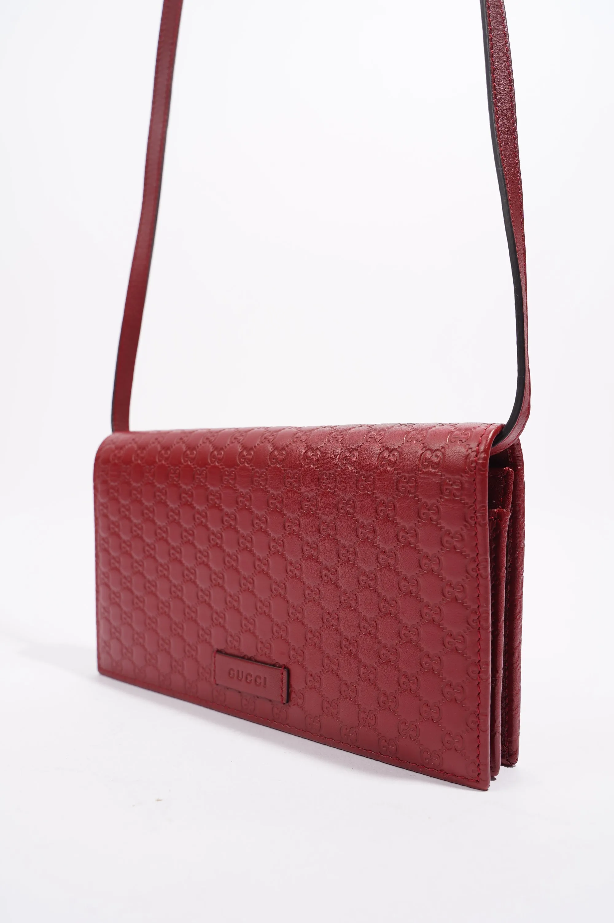 Gucci Womens Micro Guccissima Flap Crossbody Red Leather