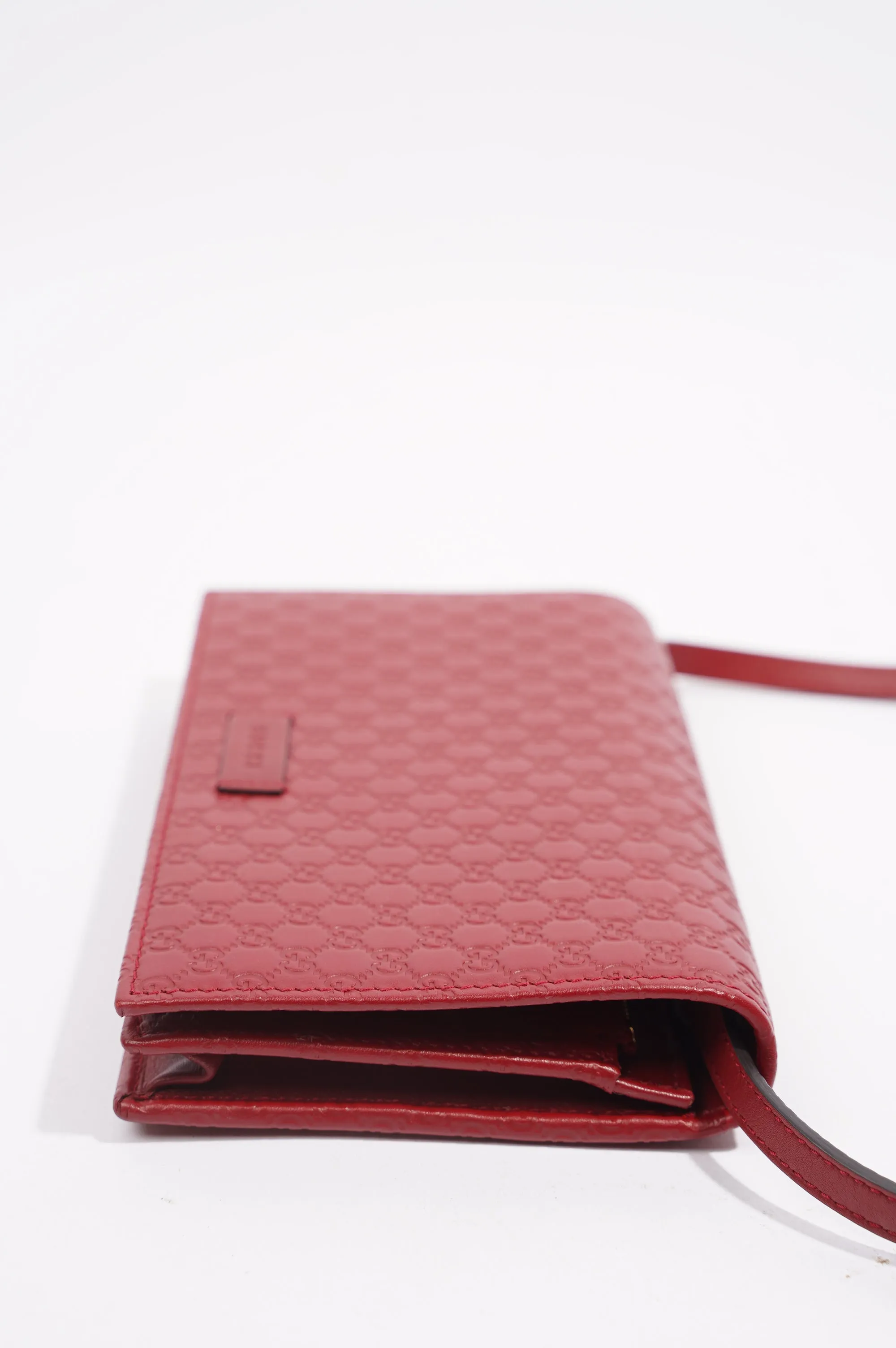 Gucci Womens Micro Guccissima Flap Crossbody Red Leather