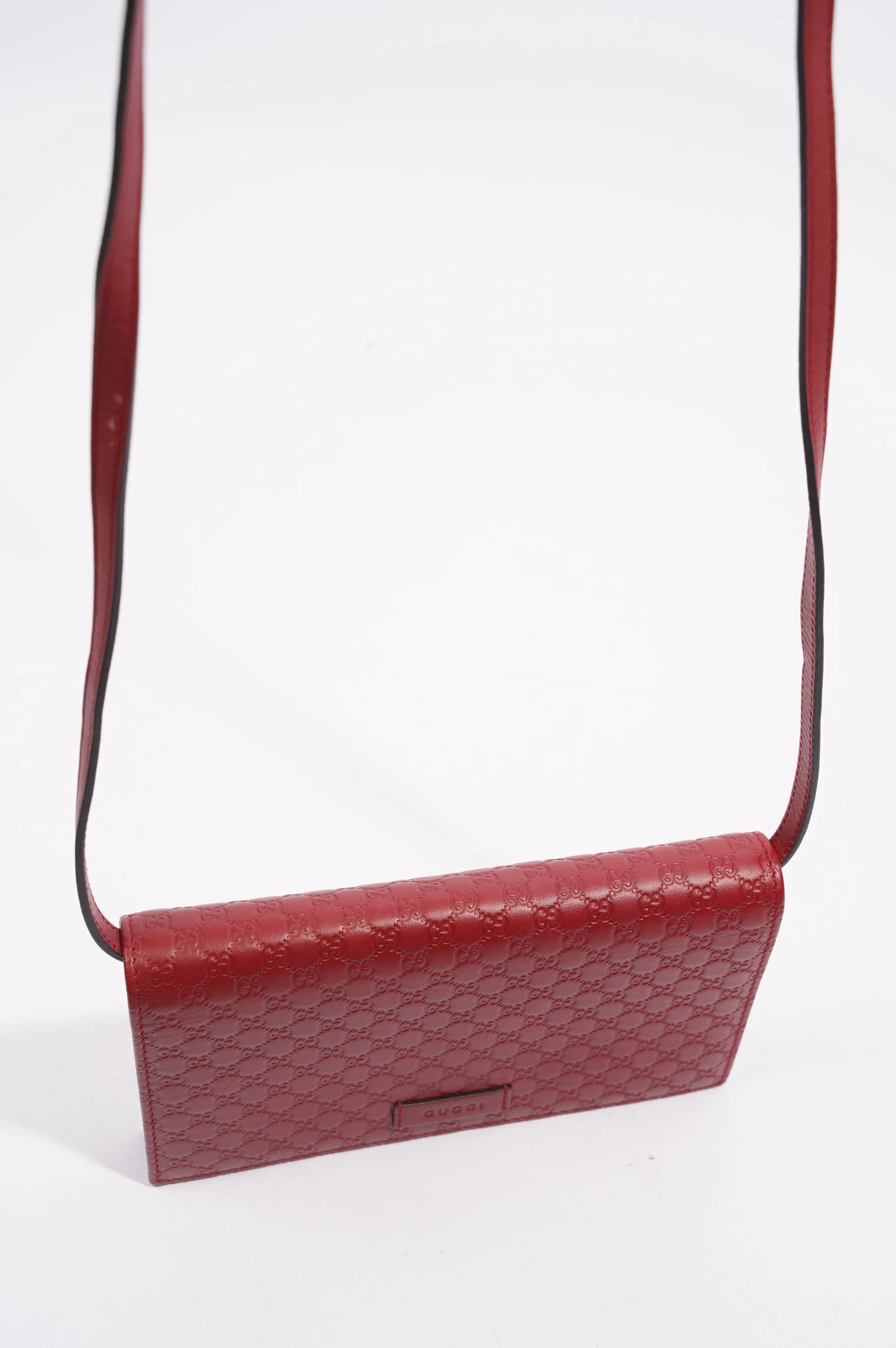 Gucci Womens Micro Guccissima Flap Crossbody Red Leather