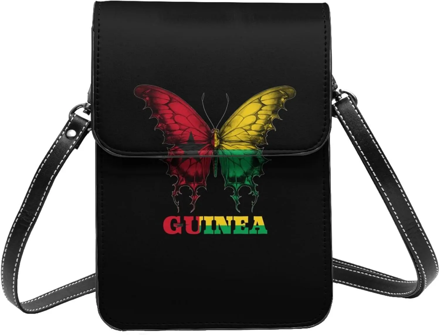 Guinea Bissau Butterflies Flag Small Crossbody Bag Is A Shoulder Bag Designed For Women And Girls Cell Phone Crossbody Wallet Purses With Card Slots Adjustable Strap