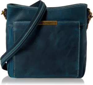 Gun Tote'n Mamas womens Bag Concealed Carry Distressed Buffalo Crossbody Organizer by Gun Tote n Mamas Blue , Blue, Medium US