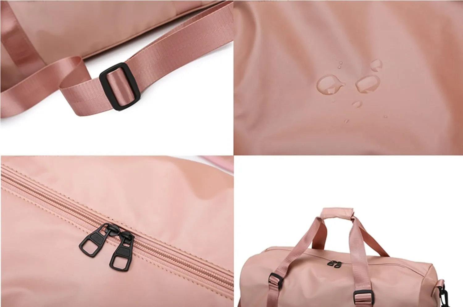 Gym Sport Bag Men Women, Travel Duffle Bag with Shoes Compartment and Wet Pocket, Big Capacity Weekend Overnight Bag with Shoulder Strap for Gym Sports Travel Swimming Camping (Pink)