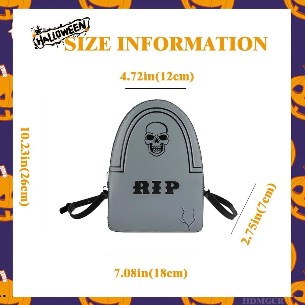 Halloween Crossbody Bag Pu Leather Spooky Skeleton Ghost Purse Gothic Shoulder Bag for Women