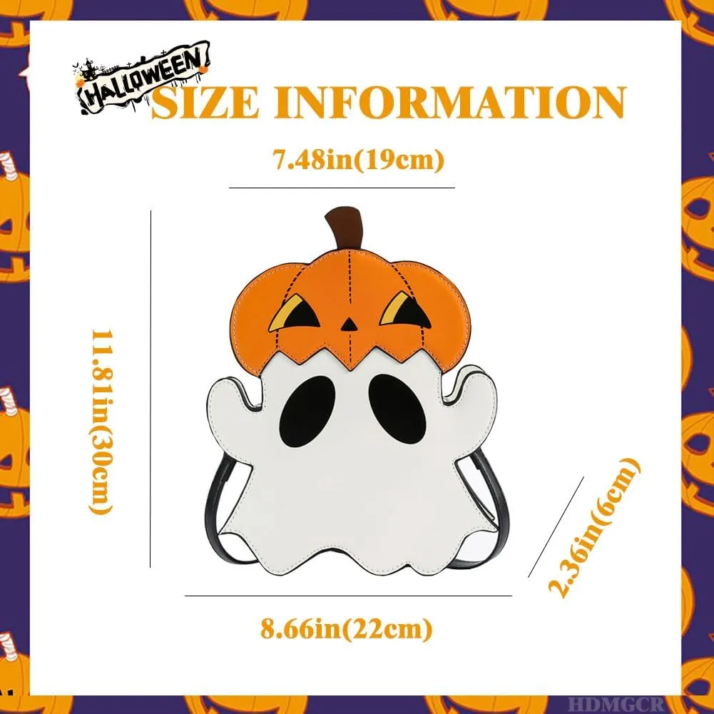 Halloween Crossbody Bag Pu Leather Spooky Skeleton Ghost Purse Gothic Shoulder Bag for Women