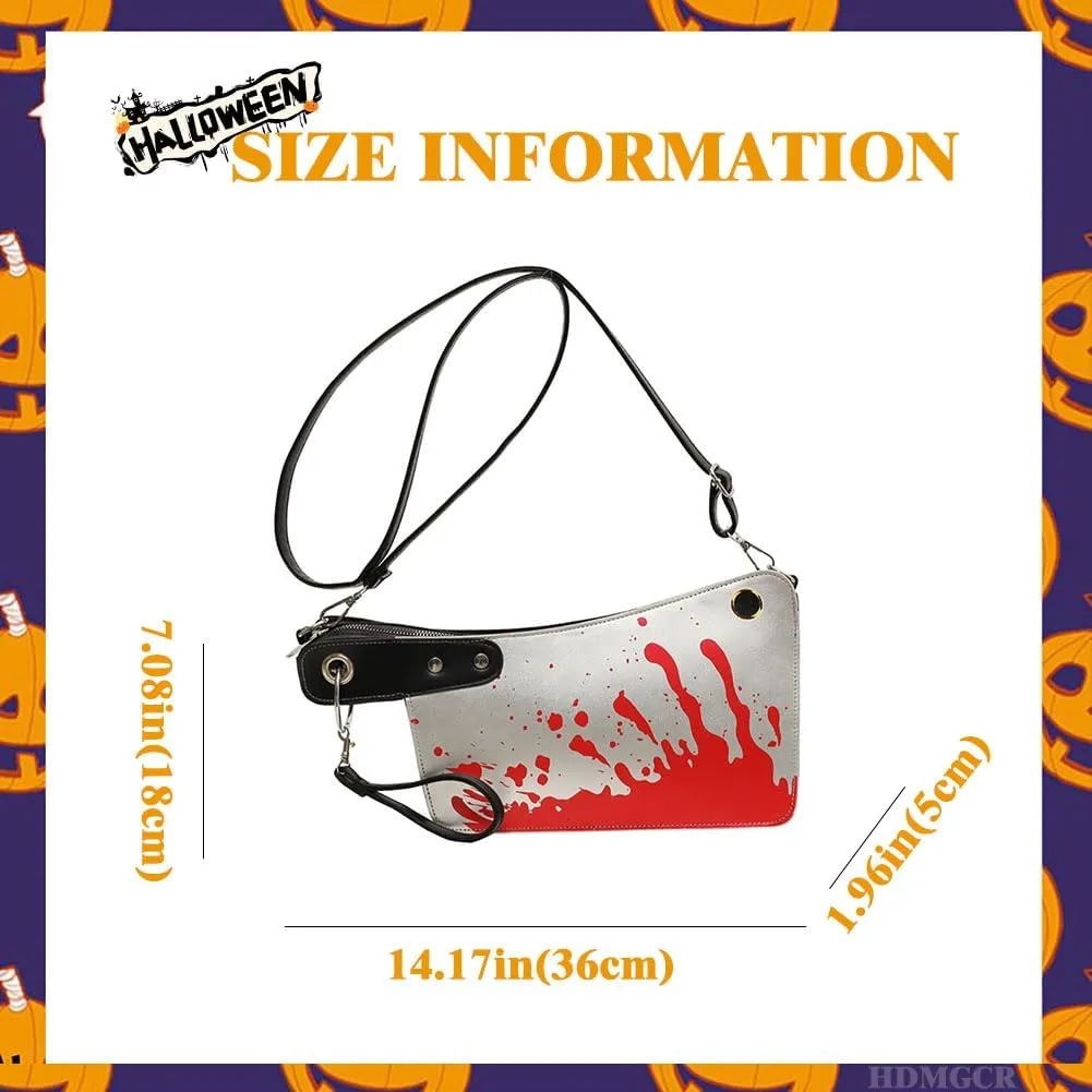 Halloween Crossbody Bag Pu Leather Spooky Skeleton Ghost Purse Gothic Shoulder Bag for Women