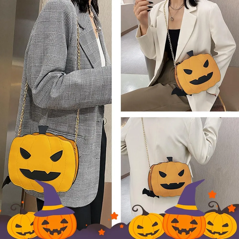 Halloween Crossbody Bag Pu Leather Spooky Skeleton Ghost Purse Gothic Shoulder Bag for Women