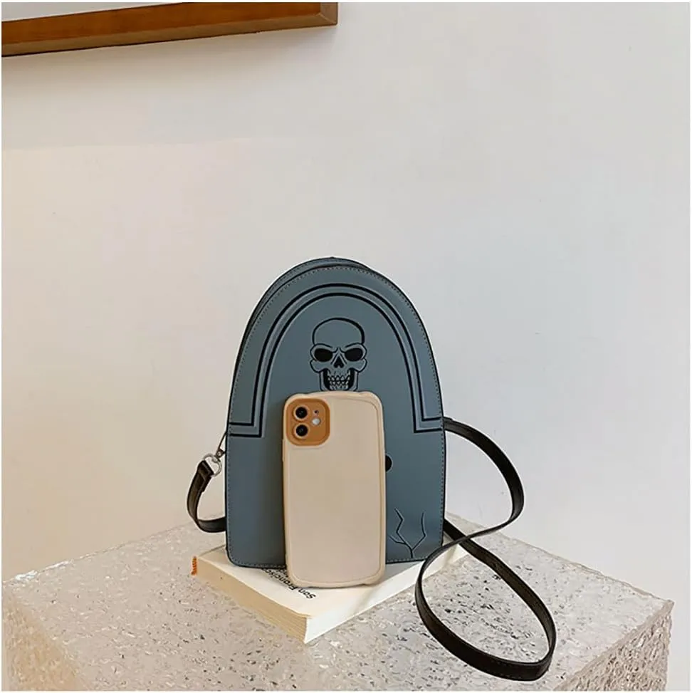 Halloween Crossbody Bag Pu Leather Spooky Skeleton Ghost Purse Gothic Shoulder Bag for Women