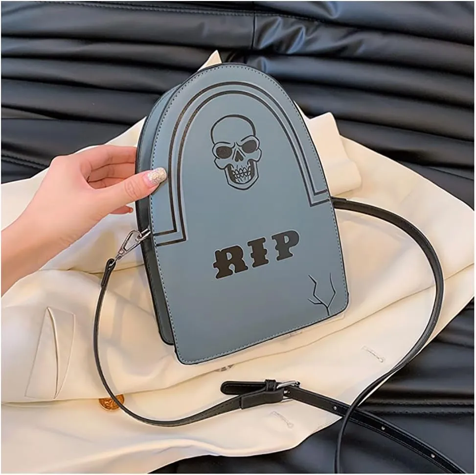 Halloween Crossbody Bag Pu Leather Spooky Skeleton Ghost Purse Gothic Shoulder Bag for Women