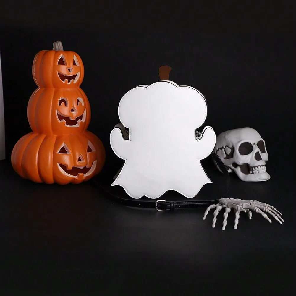Halloween Crossbody Bag Pu Leather Spooky Skeleton Ghost Purse Gothic Shoulder Bag for Women