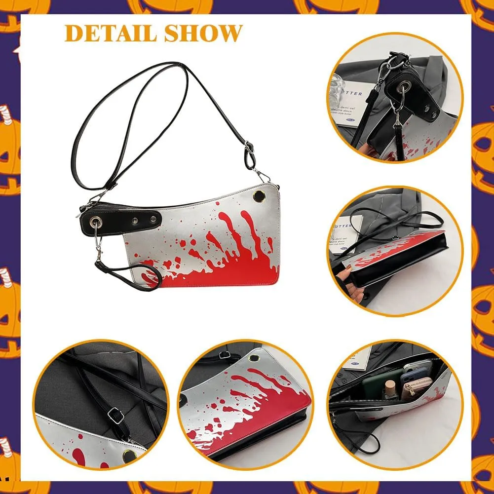 Halloween Crossbody Bag Pu Leather Spooky Skeleton Ghost Purse Gothic Shoulder Bag for Women